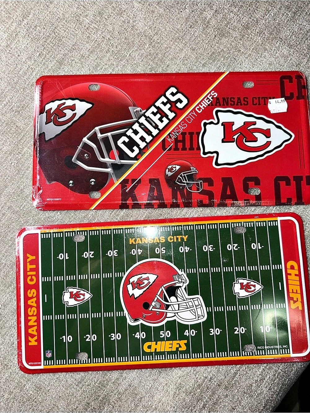 Kansas City Chiefs NFL Metal License Plates Set of 2 NEW Sealed